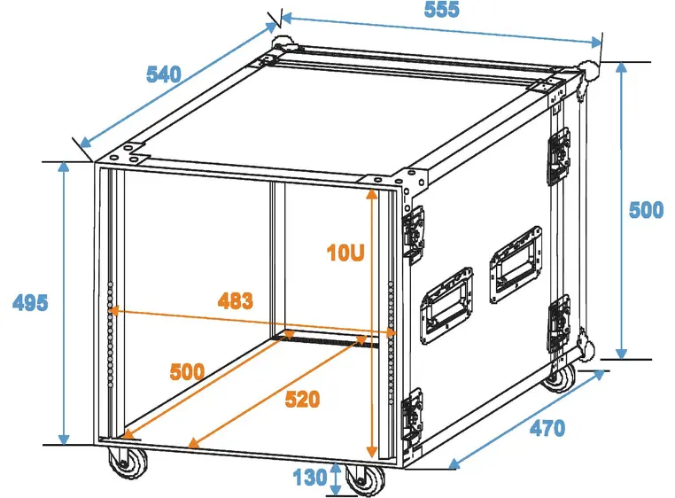 Roadinger Rack Profi 10U 45cm with wheels 